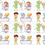 Children's Fabric, Custom Print Fabric, Cartoon Shower figures, Cotton or Fleece 5805 - Beautiful Quilt 
