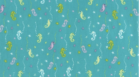 Ocean Fabric Stella Life Aquatic Seahorse Aqua 4813 - Beautiful Quilt 