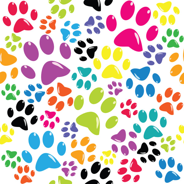 Dog Fabric, Dog Paw Fabric Multi Color, Cotton or Fleece 5708 - Beautiful Quilt 