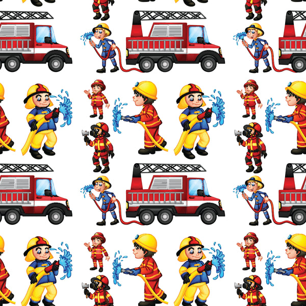 Fire Fighter Fabric, Cartoon Firefighters, Cotton or Fleece 5770 - Beautiful Quilt 