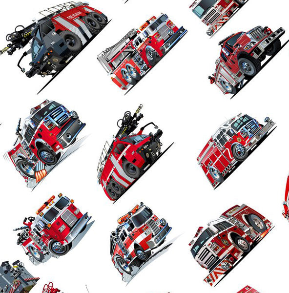 Fire Engine Pattern Material Fire Fighter Fabric, Fire Engine Fabric, Fire Truck, Cotton or Fleece ...