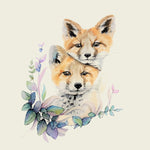 Animal Fabric, Watercolor Fox Fabric Panel 1710 - Beautiful Quilt 