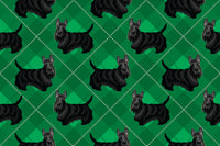 Dog Fabric, Scottie Dog Fabric, Tartan Green, Cotton or Fleece, 3021 - Beautiful Quilt 
