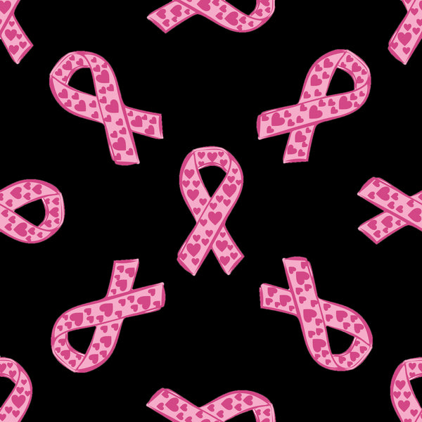 Cancer Fabric, Breast Cancer Fabric Hearts in the Ribbons, Cotton or ...