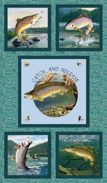 Fishing Fabric, Bass fish jumping out of the Water 1132 - Beautiful Quilt