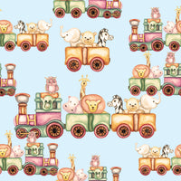 Train Fabric, Children's Trains with Animals, Cotton or Fleece 1640 - Beautiful Quilt 