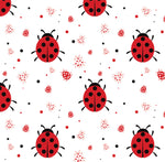 Bug Fabric, Ladybug Fabric big and little on white, Cotton or Fleece 2035 - Beautiful Quilt 