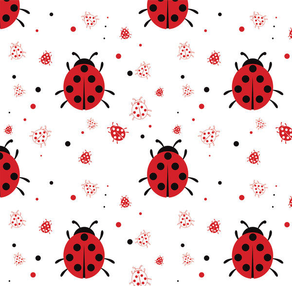 Bug Fabric, Ladybug Fabric big and little on white, Cotton or Fleece ...