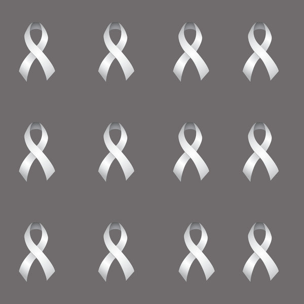 Lung Cancer Ribbon on Gray, Cotton or Fleece, 3556 - Beautiful Quilt 