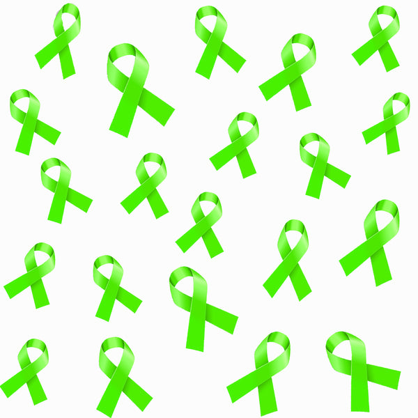 Cancer Fabric, Lymphoma Cancer Fabric, Green Tossed Ribbons, Cotton or Fleece 6003 - Beautiful Quilt 