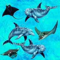 Ocean Fabric, Dolphin and Manta Ray Fabric, Cotton or Fleece 2172 - Beautiful Quilt 
