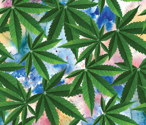 Cannabis Fabric, Marijuana Fabric on Multi Colored Background 2263 - Beautiful Quilt 