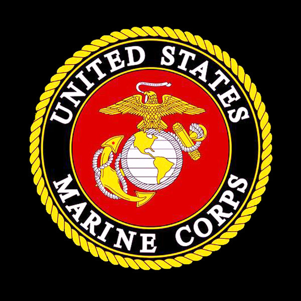 Military Fabric, Marine Fabric, Marine Emblem on black, 3725 - Beautiful Quilt 