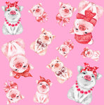 Pig Fabric, Little Pigs on Pink, Cotton or Fleece 1892 - Beautiful Quilt 