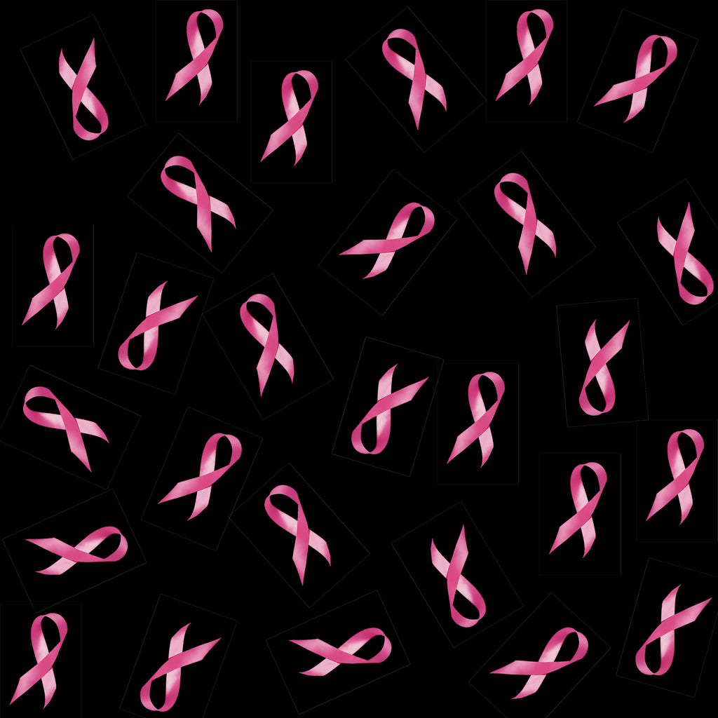 Home › Cancer Fabric, Breast Cancer Fabric, Pink Ribbons on Black ...