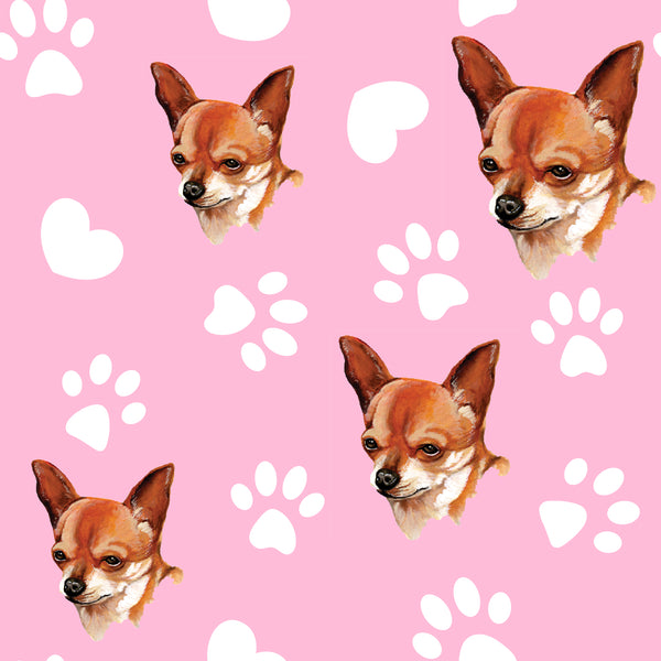 Dog Fabric, Chihuahua Fabric on Pink, Cotton or Fleece, 3010 - Beautiful Quilt 