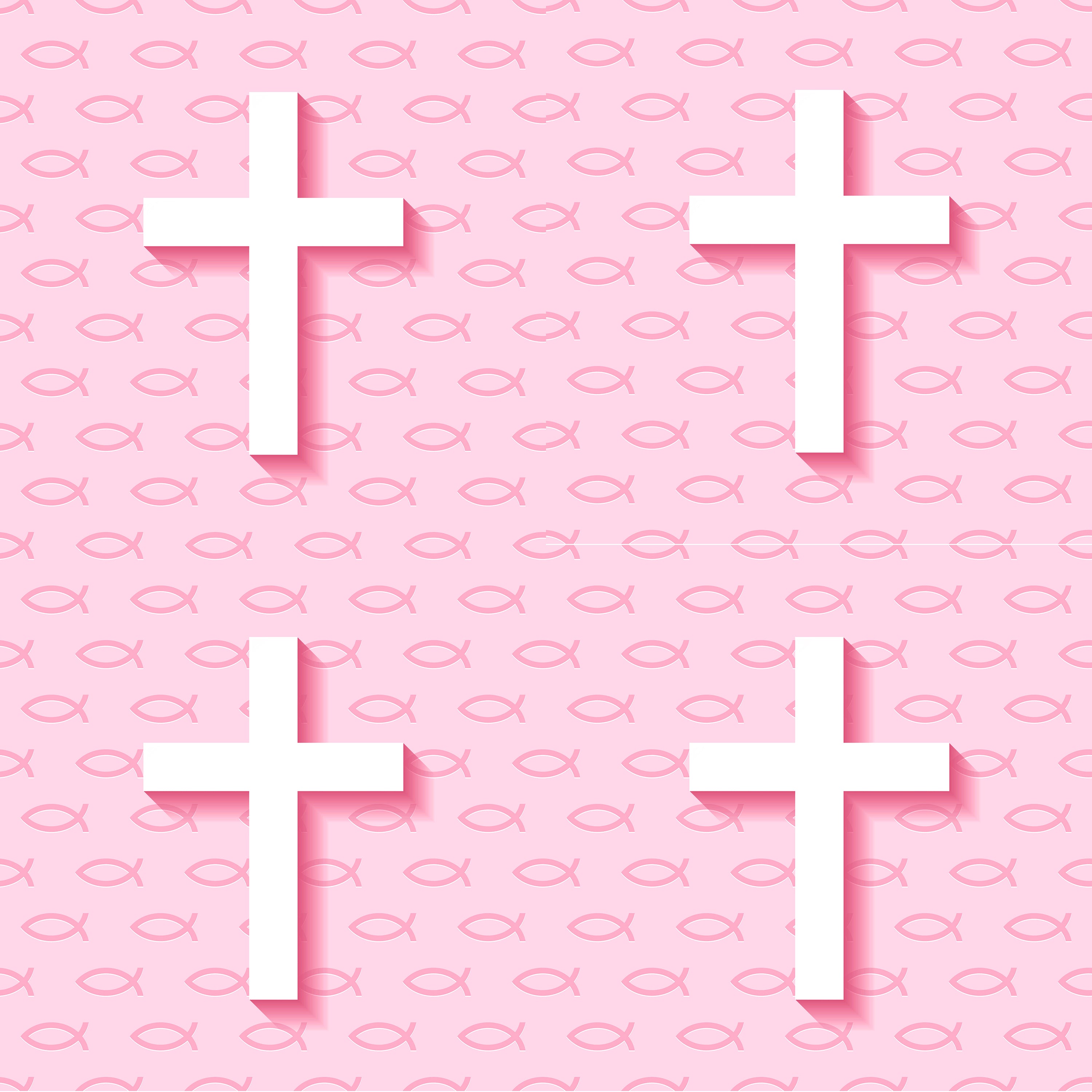 Pink Crosses Fabric, Wallpaper and Home Decor