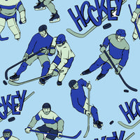 Hockey Fabric, Hockey Players Fabric, Blue and Green, Cotton or Fleece 1925 - Beautiful Quilt 
