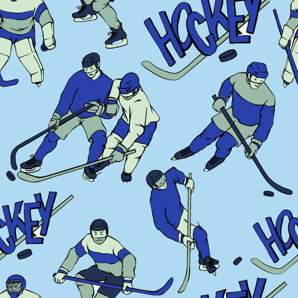 Cotton Fabric - Sports Fabric - Hockey Gear Ice Hockey Sticks Pucks Skates  Helmets Grey - 4my3boyz Fabric