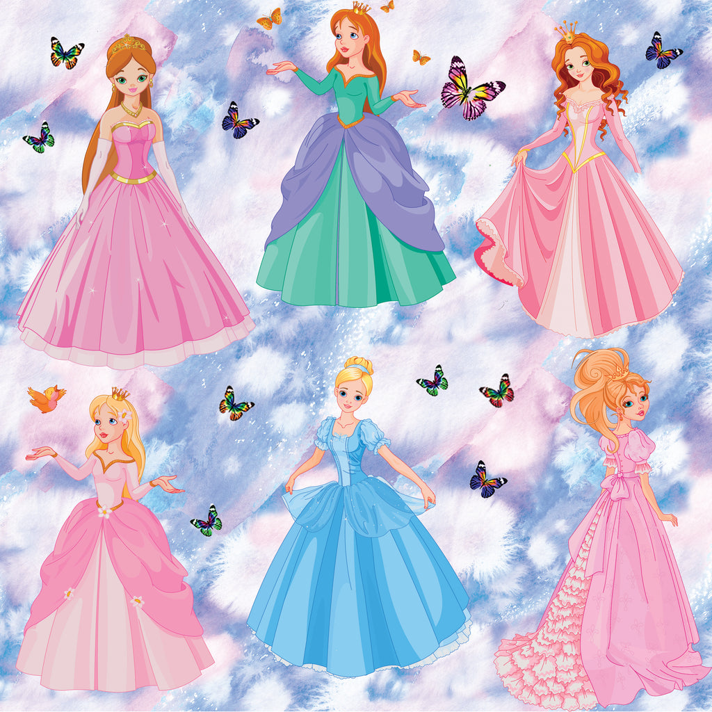 Princess Material Home › Princess Fabric, Multiple Princesses, Cotton or Fleece 1822