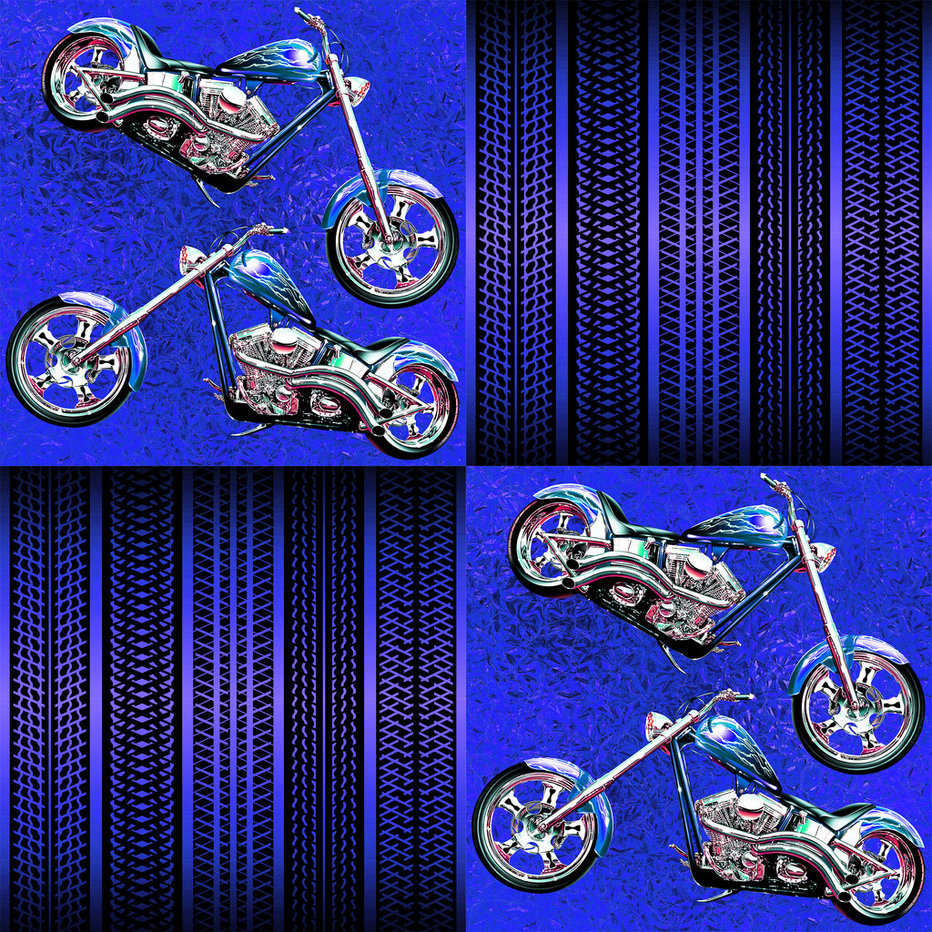Home › Motorcycle Fabric, Blue Choppers and Tire Treads, Cotton or ...