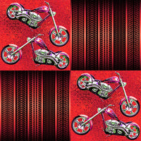 Motorcycle Fabric, Red Choppers and Tire Treads, Cotton or Fleece 1904 - Beautiful Quilt 