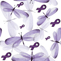 Alzheimer's Awareness Ribbon Fabric with Dragonflies, Cotton or Fleece 1403 - Beautiful Quilt 