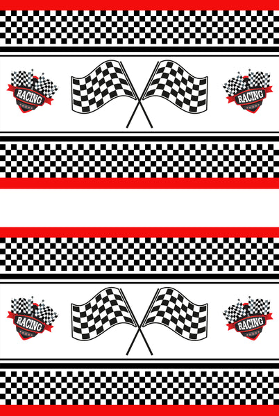 Racing Fabric, Racing Logo with Red Accents Border Fabric, Cotton or Fleece, 1799 - Beautiful Quilt 
