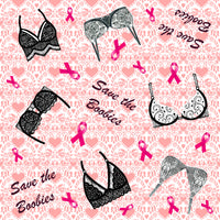 Breast Cancer Fabric, Save the Boobies, Yardage, Cotton or Fleece 2291 - Beautiful Quilt 