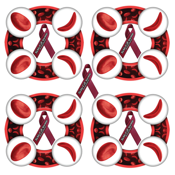 Sickle Cell Anemia Fabric, Maroon Ribbon in Cell Circle, Cotton, Fleece or Canvas 2234 - Beautiful Quilt 