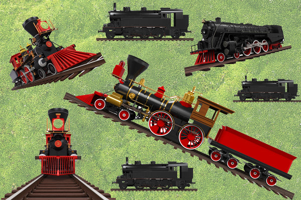 Train Fabric, Allover Old Locomotives, Cotton or Fleece 1644 ...