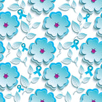 Cancer Fabric, Ovarian Cancer Fabric, Teal Daisy and Ribbon, Cotton or Fleece 1003 - Beautiful Quilt 