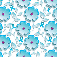 Cancer Fabric, Ovarian Cancer Fabric, Teal Daisy and Ribbon, Cotton or Fleece 1003 - Beautiful Quilt 