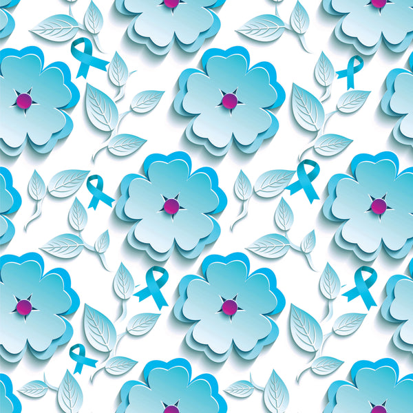 Cancer Fabric, Ovarian Cancer Fabric, Teal Daisy and Ribbon, Cotton or Fleece 1003 - Beautiful Quilt 