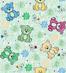 Children's Fabric, Teddy Bear Fabric, green Background, Cotton or Fleece, 3705 - Beautiful Quilt 