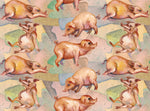 Pig Fabric, Watercolored pigs in all kinds of poses, Cotton or Fleece 1810 - Beautiful Quilt 