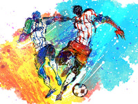 Sports Fabric, Watercolor Soccer Fabric Panel, 2114 - Beautiful Quilt 