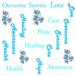 Ovarian  Cancer Fabric, Words and Flowers, Cotton or Fleece, 3555 - Beautiful Quilt 