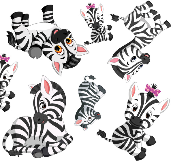 Children's Fabric, Cartoon Zebra Fabric on White, Cotton or Fleece, 2021 - Beautiful Quilt 